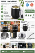 Tasse Isotherme avec Paille et Couvercle – Boissons Chaudes & Froides